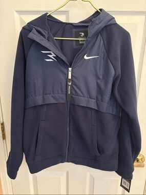 Nike 3Brand Navy Blue Hooded Zip-Up Jacket boys size XL fleece water-resistant